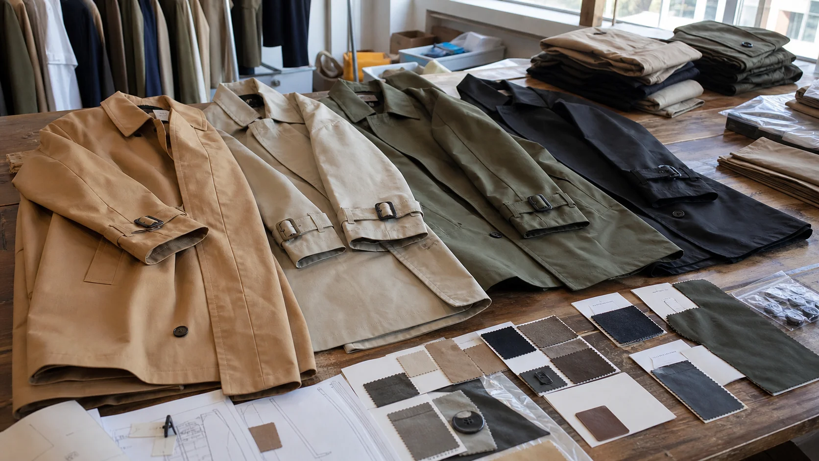 Bulk Trench Coats with Size Grading for Private Label