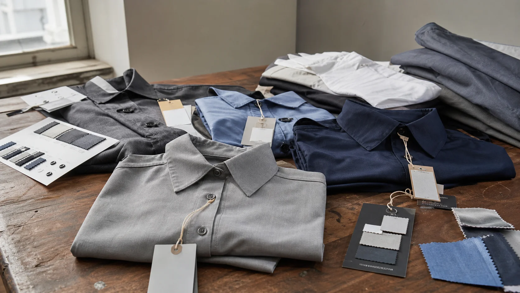 Bulk Woven Shirts with Hang Tags for Airline Catering