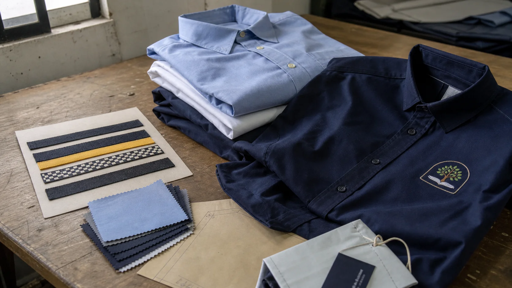 Buy Bulk Woven Shirts with Embroidery for School Staff