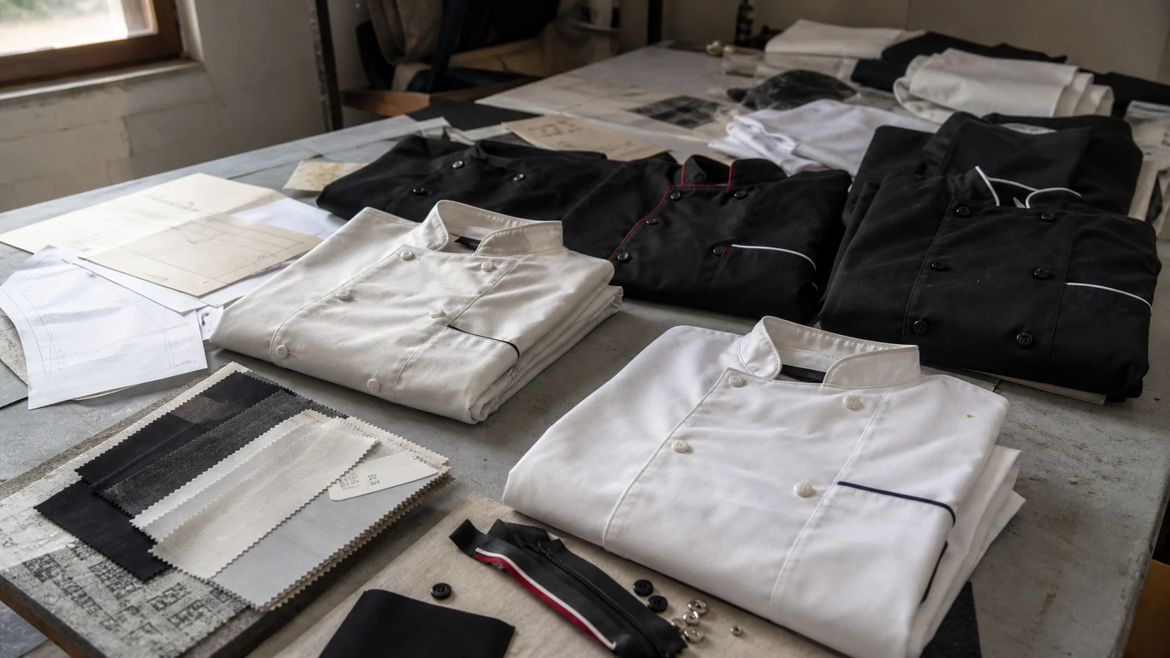 Custom Chef Coats Fit Samples for Restaurant Buyers