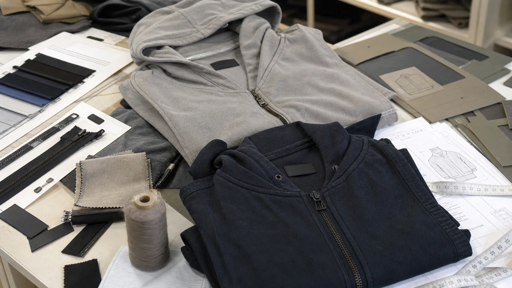 Custom Zip Hoodie Tech Packs for Retail Launches