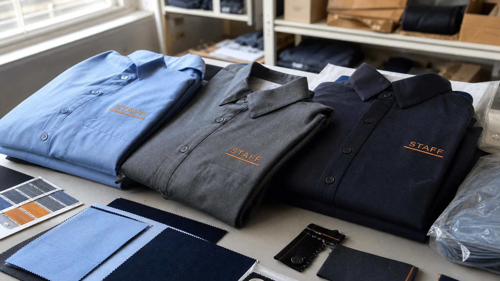 Embroidered Woven Shirts for Convention Staff Uniforms