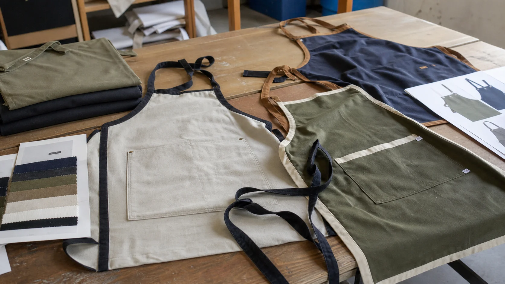 Private Label Aprons With Trim for Cafe Supply Wholesalers
