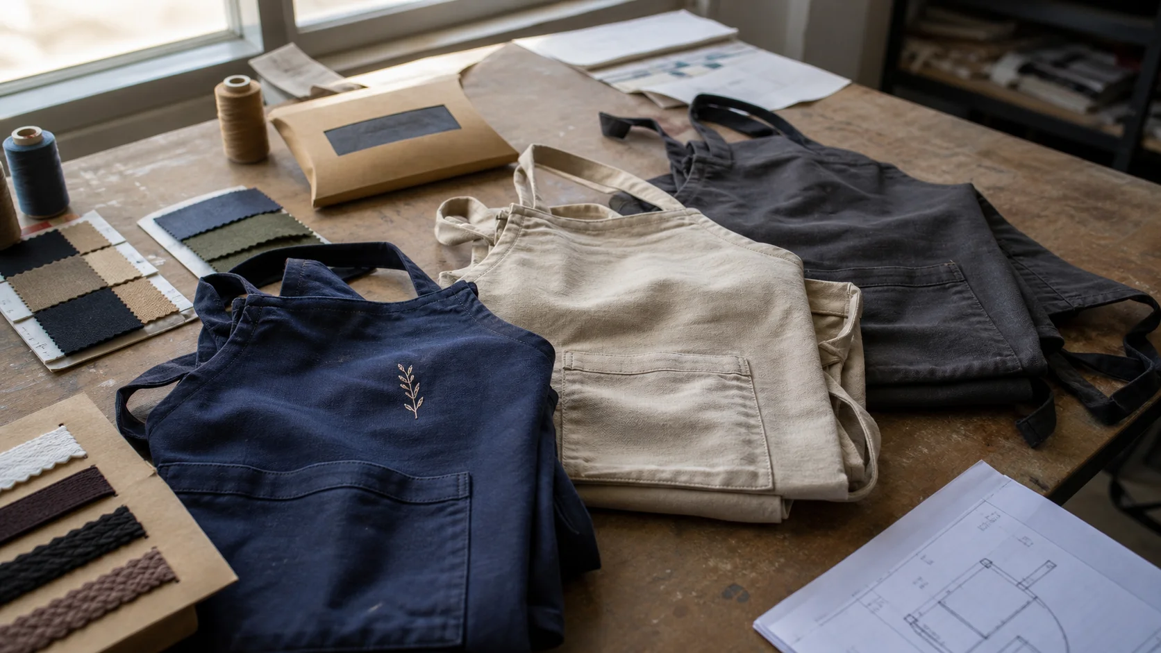 Private Label Embroidered Aprons for Cafe Merchandising