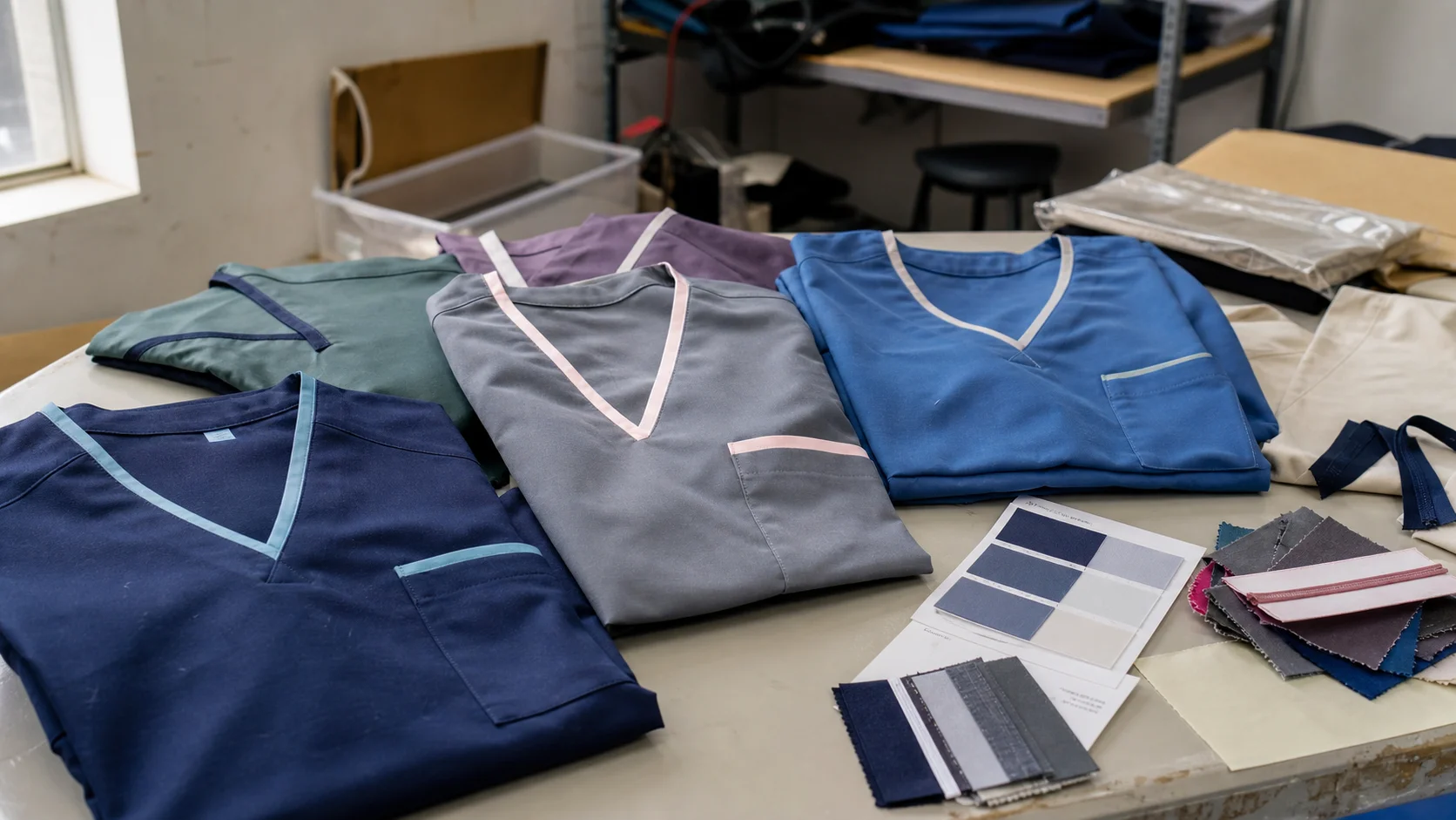 Wholesale Scrub Tops with Trim for Clinic Staff