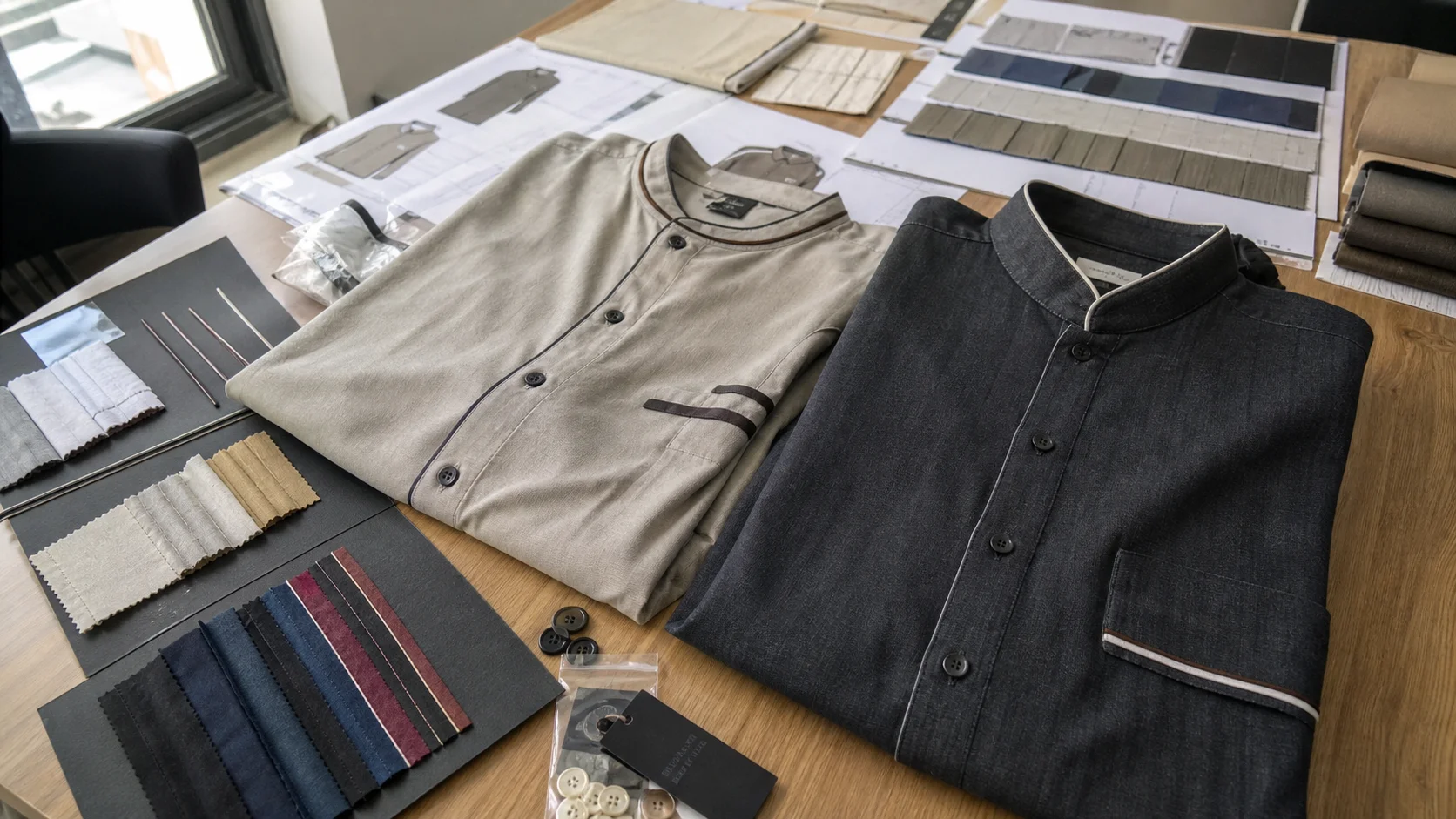 Wholesale Woven Shirts With Trim for Restaurant Staff